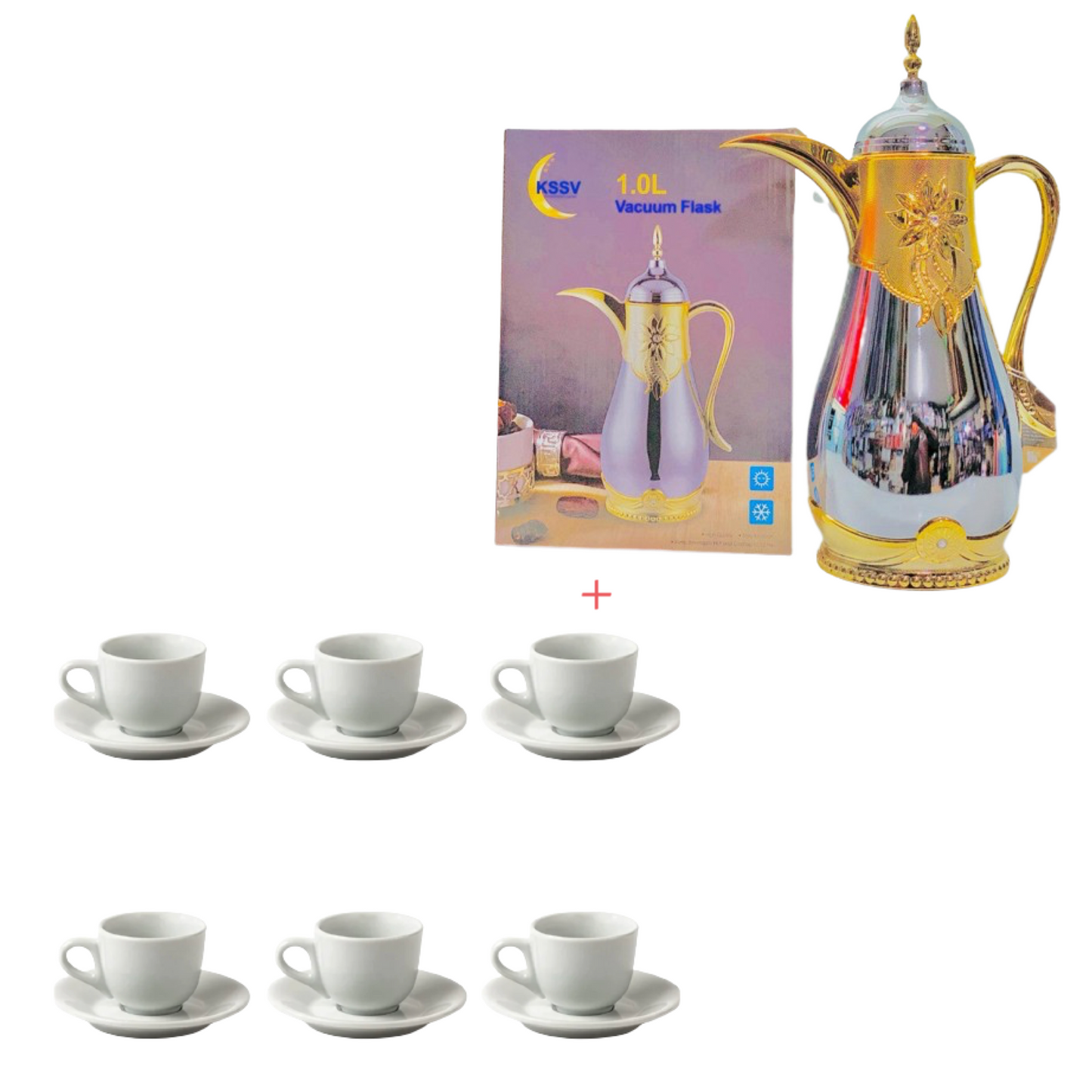 Pack Thermos de lux 1L plus tasse et sous tasse 12 pièces