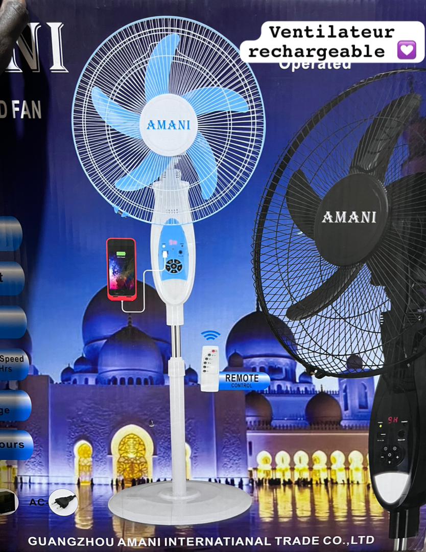 🌬️ Ventilateur Rechargeable AMANI – Puissance, Élégance et Autonomie !🔋
