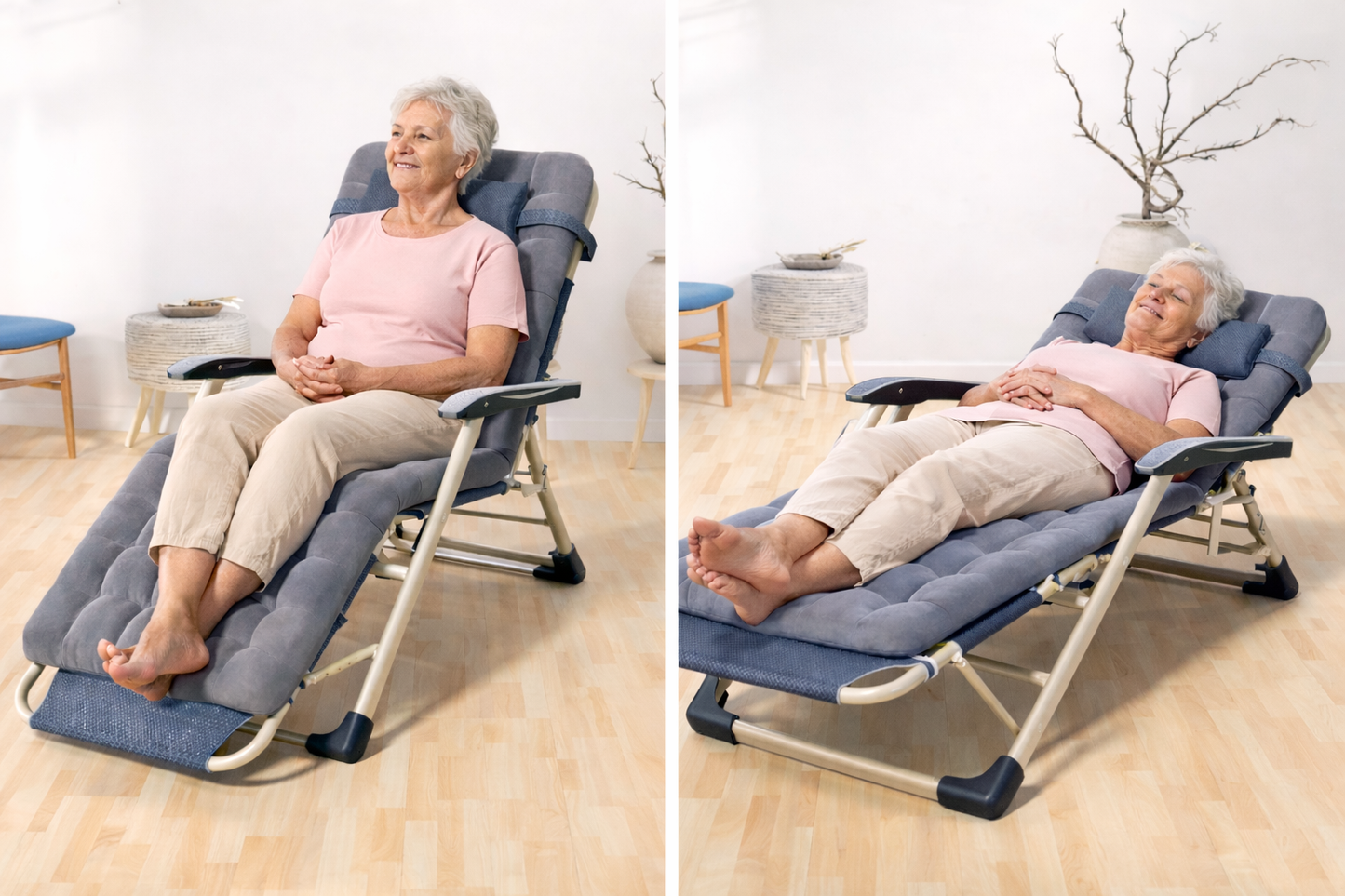 Chaise Pliante Inclinable avec Coussin