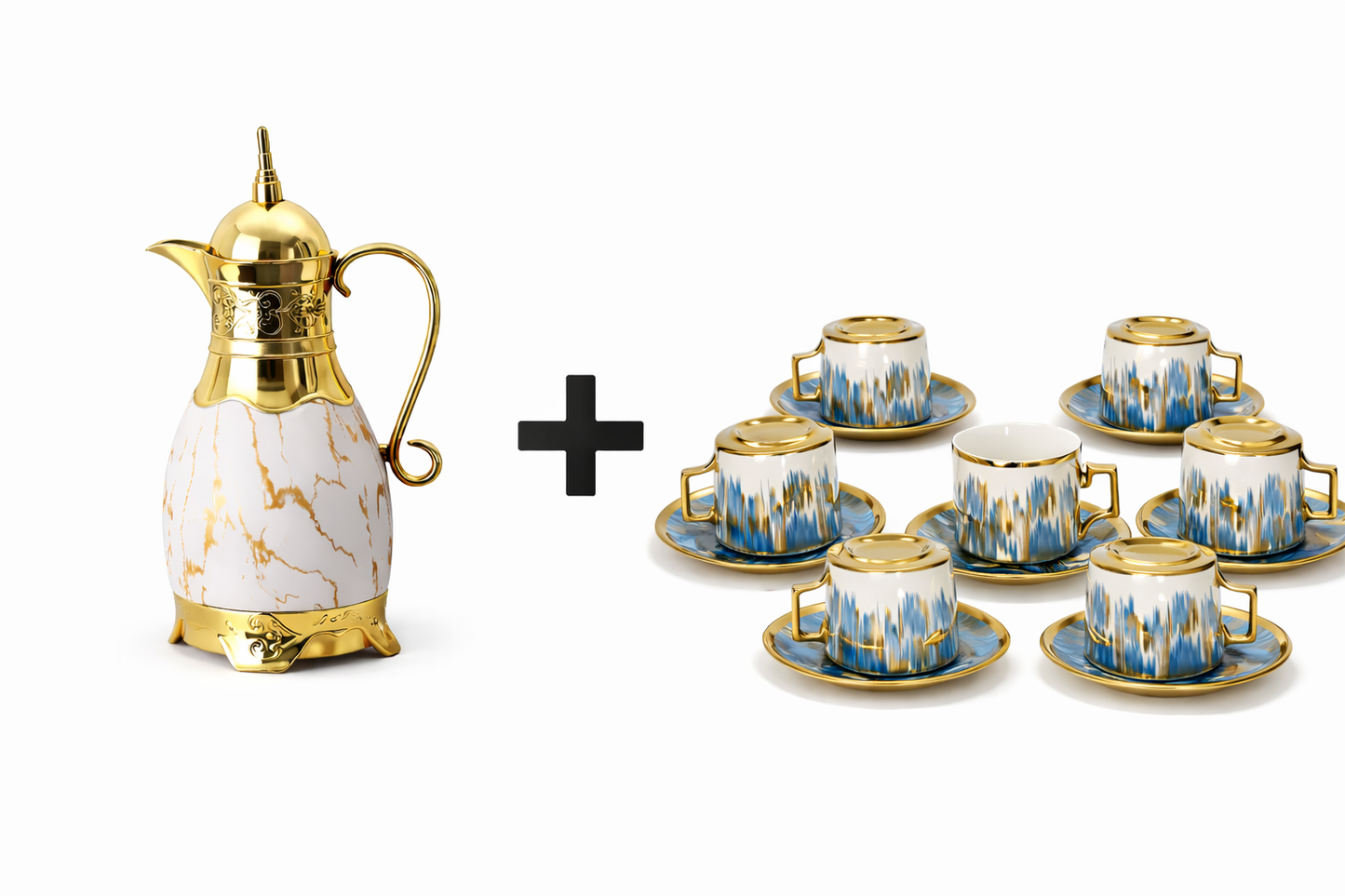 Pack ensemble tasse sous tasse 6 pièce plus thermos 1L