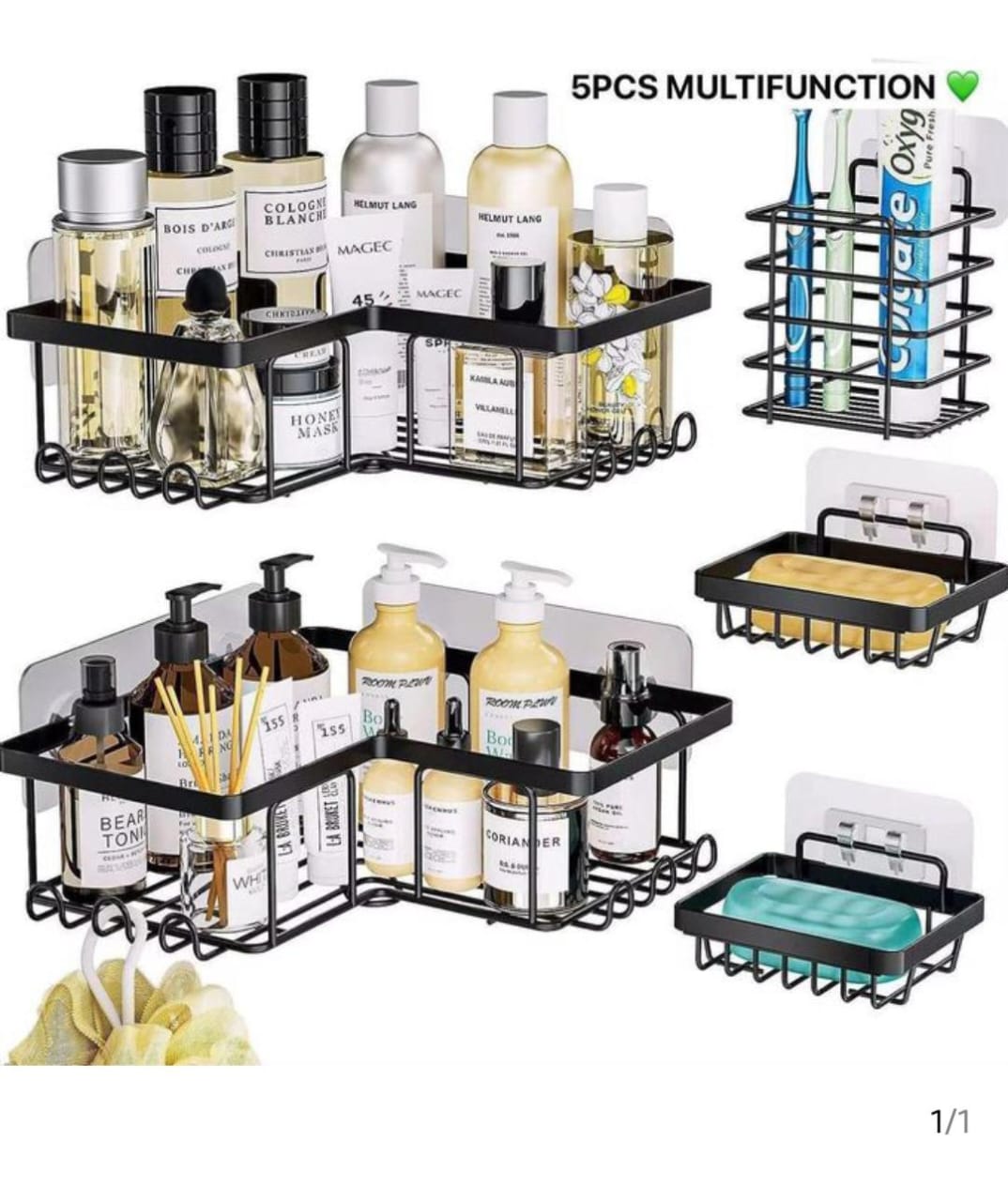 Lot de 5 étagères murales de toilette, pratiques et élégantes