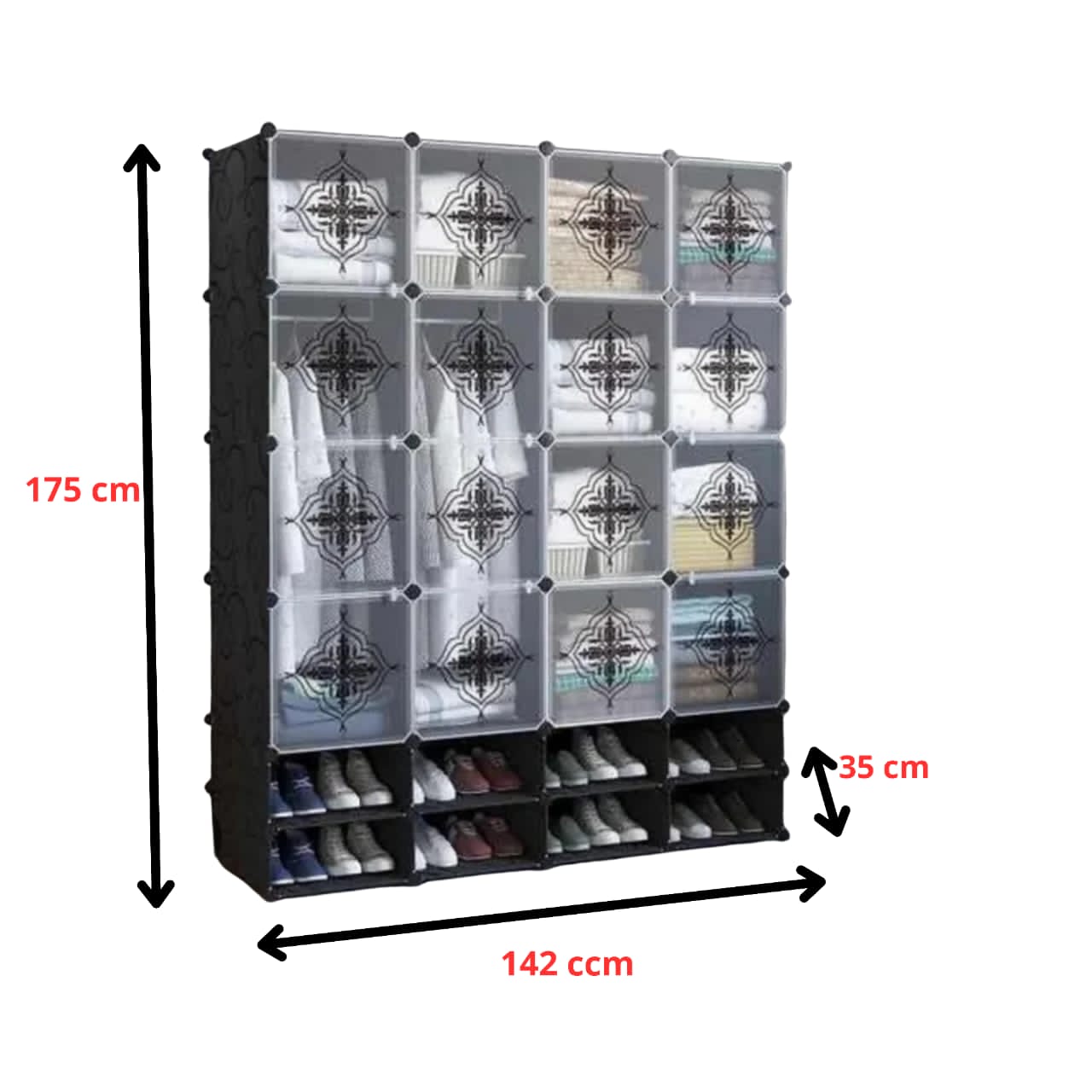Armoire 4 battants plus range chaussure 2 niveaux
