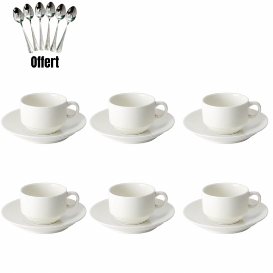 Tasse sous tasse en porcelaine plus cuillère offert