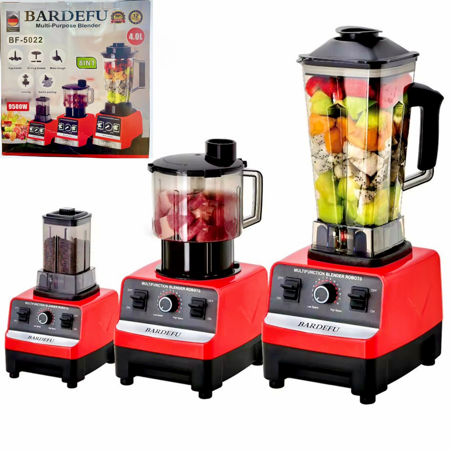 Mixer jus de fruit multifonctions 8 en 1 rouge