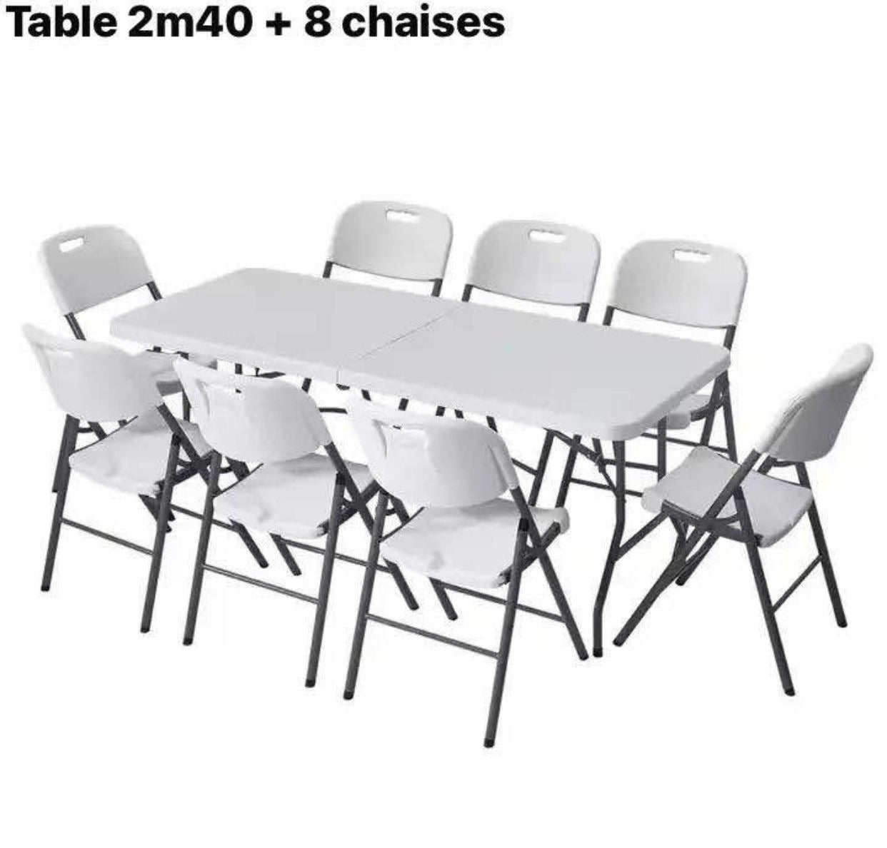 Table dressage 2m40 + 8 chaises