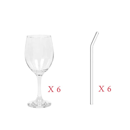 Tasses en verre 6 pièces et 6 pailles