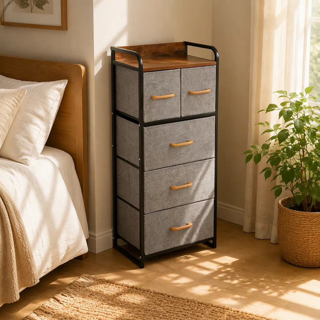 Commode de rangement 5 tiroirs – Élégante & Pratique