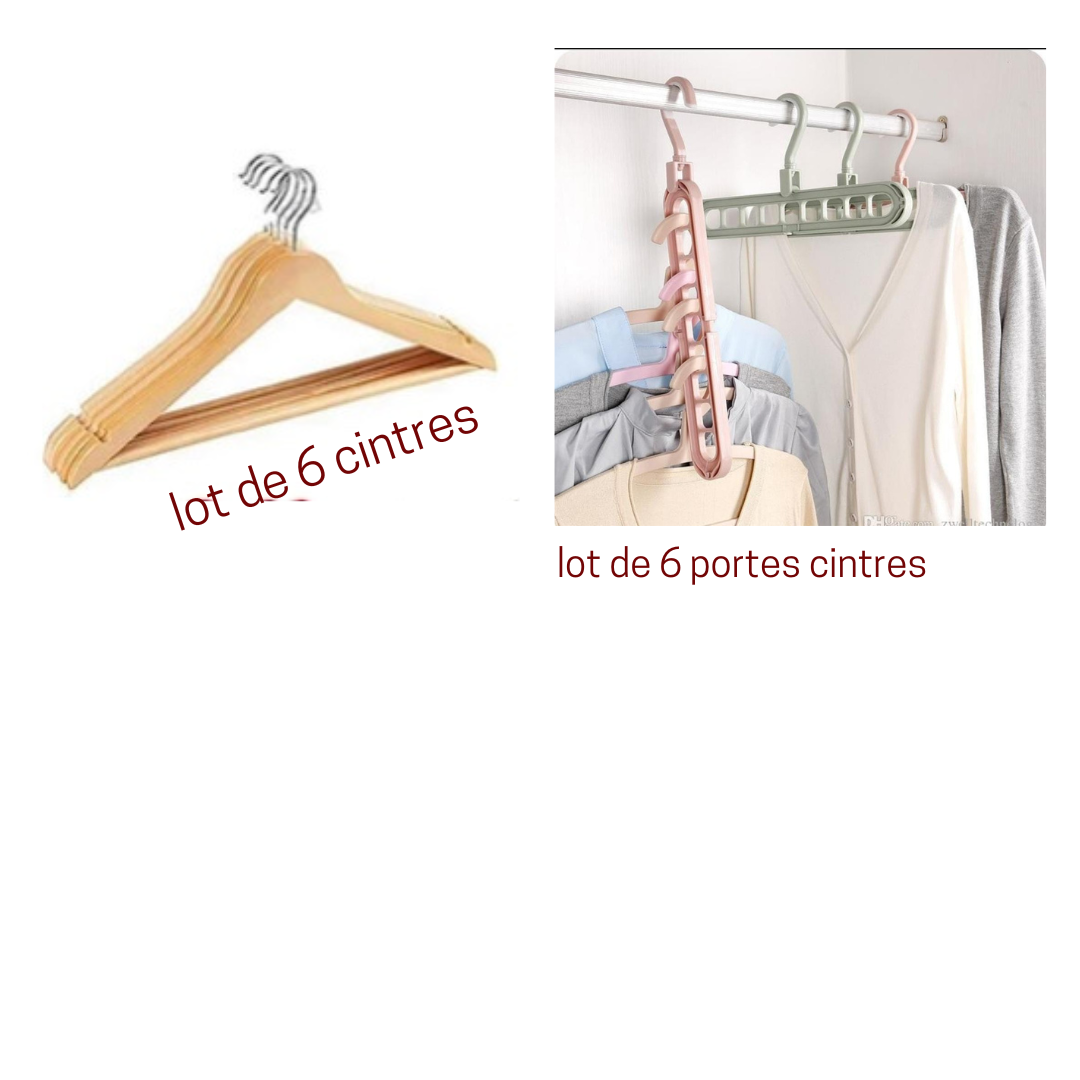 Portes cintres + cintres en bois