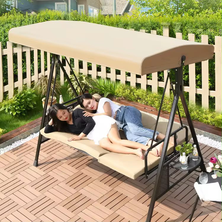 🌞 Balançoire de Jardin 3 Places avec Toit Réglable – Confort & Élégance en Plein Air ! 🌿