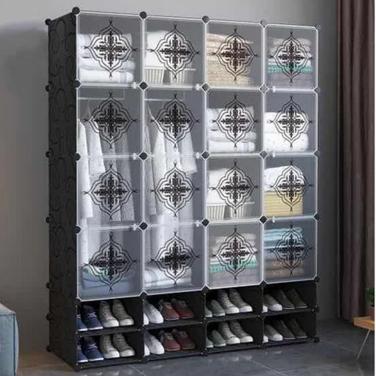 Armoire 4 battants plus range chaussure 2 niveaux