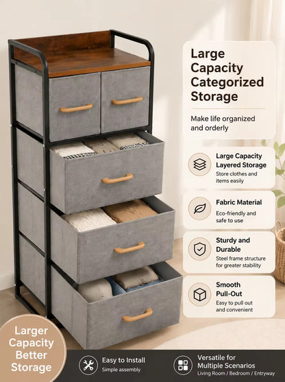 Commode de rangement 5 tiroirs – Élégante & Pratique