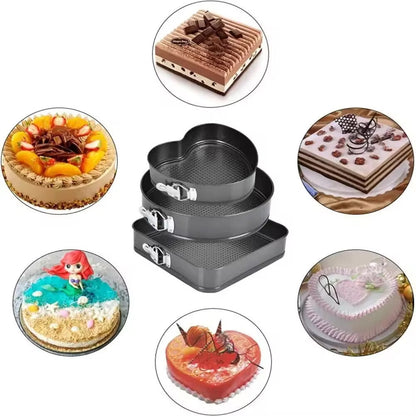 Moule à gâteau 3 pièces ( cœur; carré et rond )