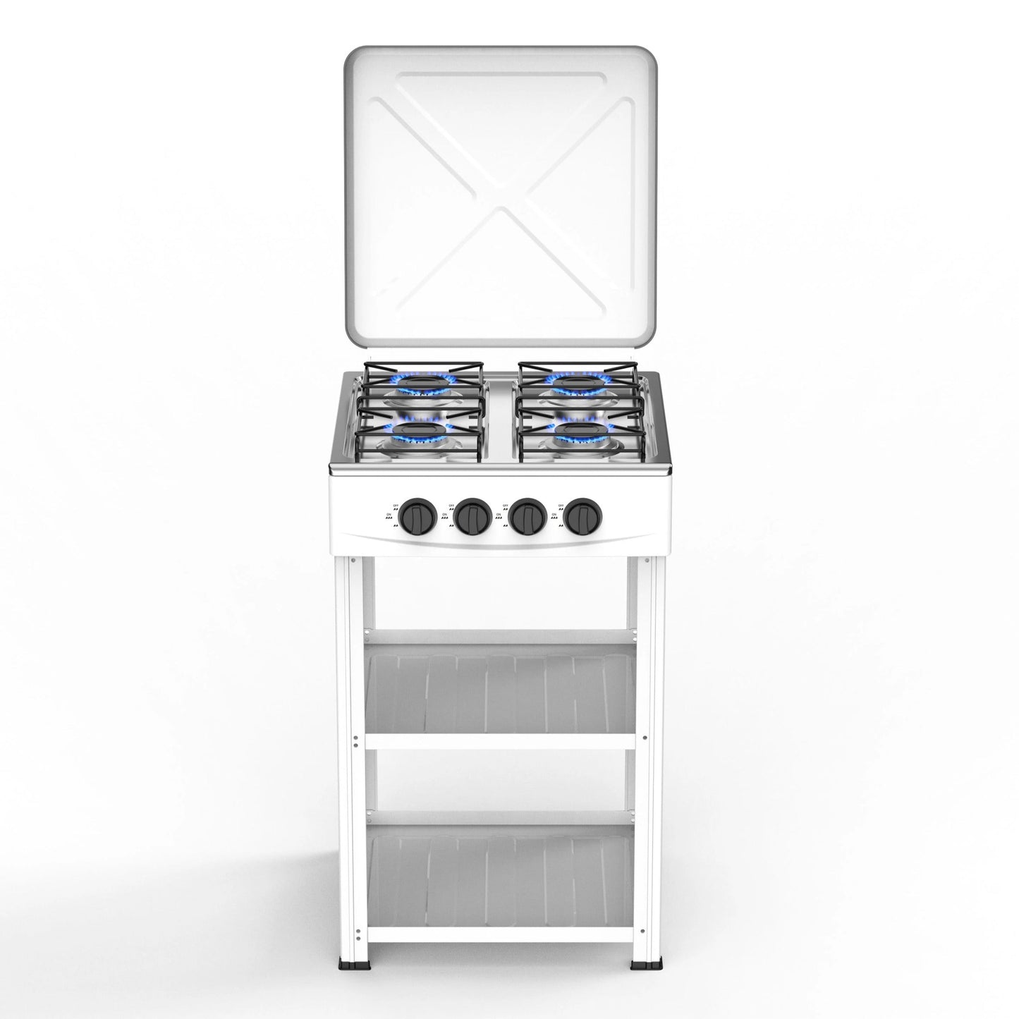 CUISINIÈRE A GAZ 4 FEUX AVEC ÉTAGÈRE DE RANGEMENT
