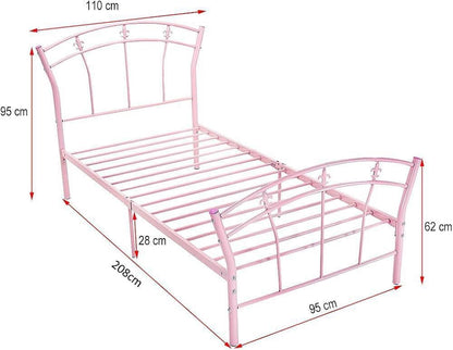 Lit de princesse pour enfant en métal rose