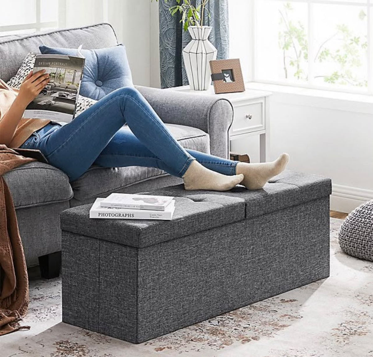 🛋️ Banc de Rangement Multifonctionnel – Élégant & Pratique 3 Places✨