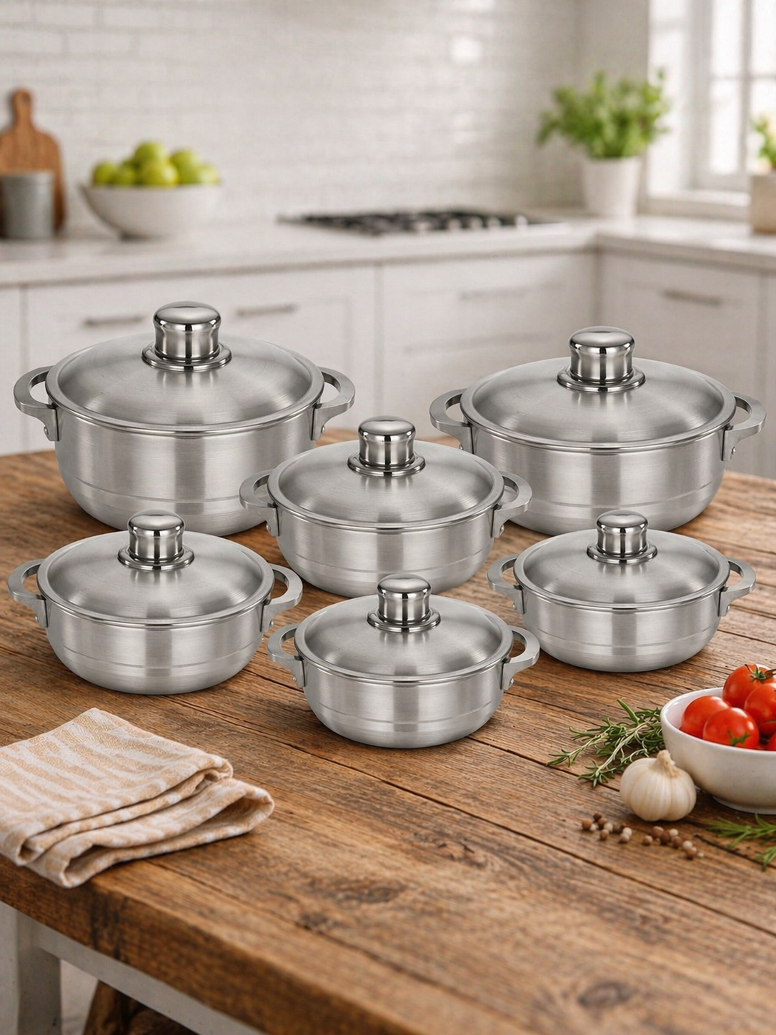 Ensemble Marmites cuisine Aluminiun – 6 Pièces