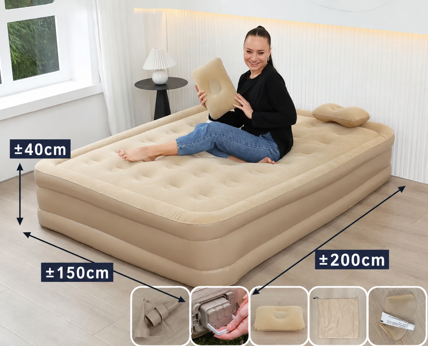 Matelas gonflable 2 places avec pompe intégrée
