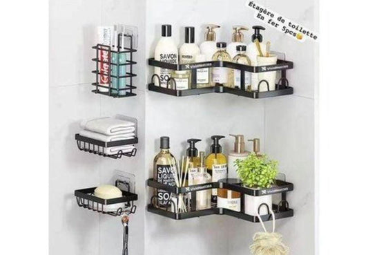 Lot de 5 étagères murales de toilette, pratiques et élégantes