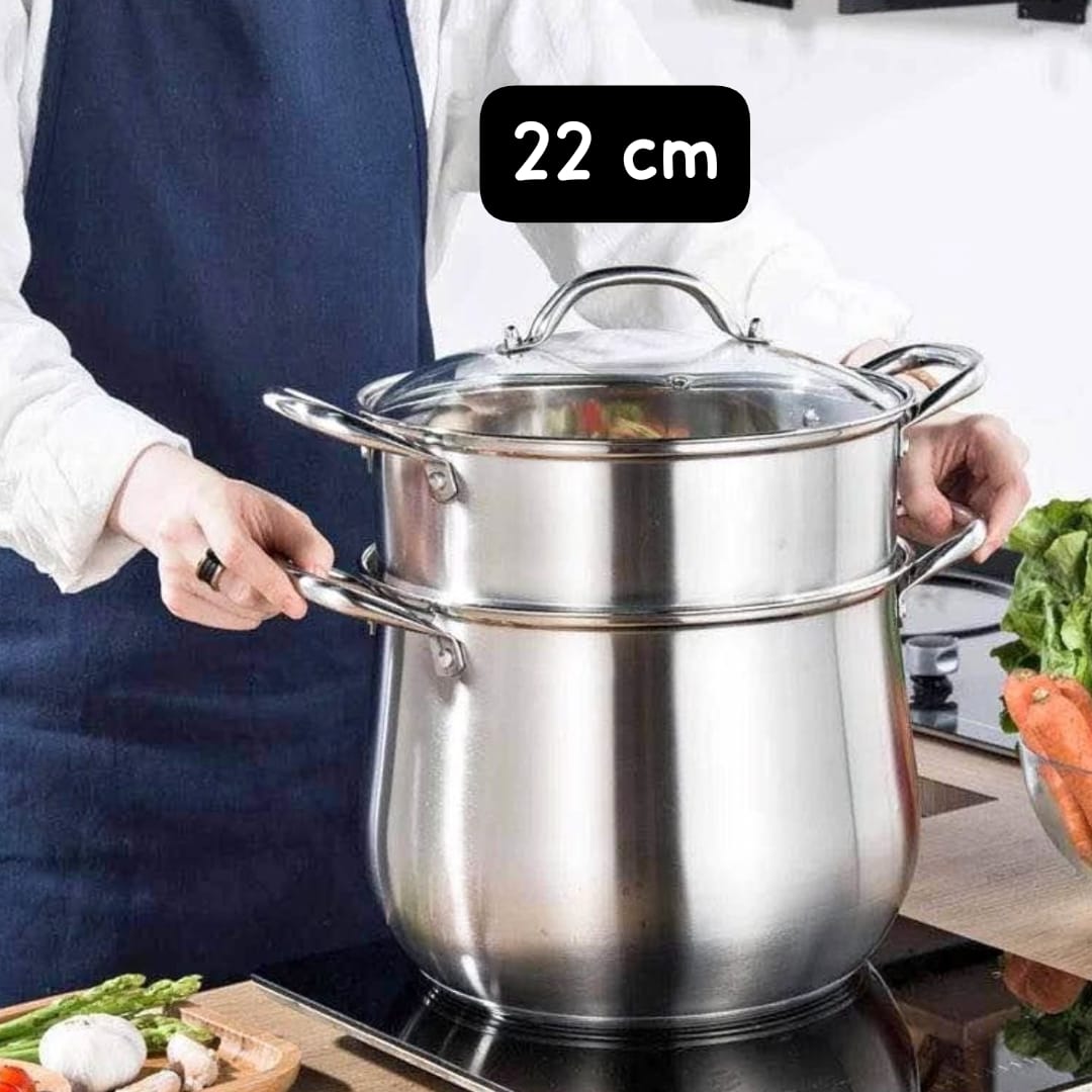 Couscousier en inox couverte en  verre