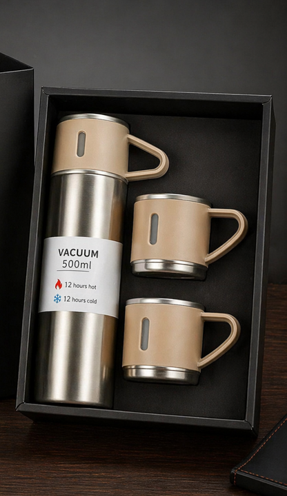 Thermos Isotherme 500 ML avec 2 Tasses Assorties