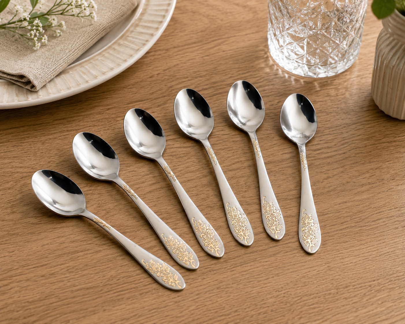 Cuillères petit modèle inox dorées – Lot de 6 pièces