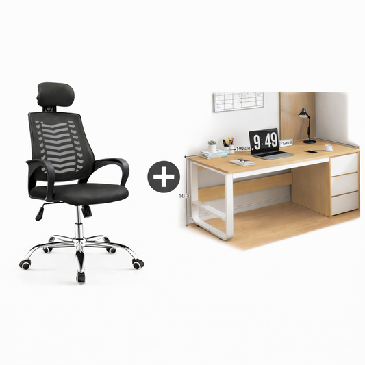 Pack bureau moderne + chaise, montage et livraison offerts