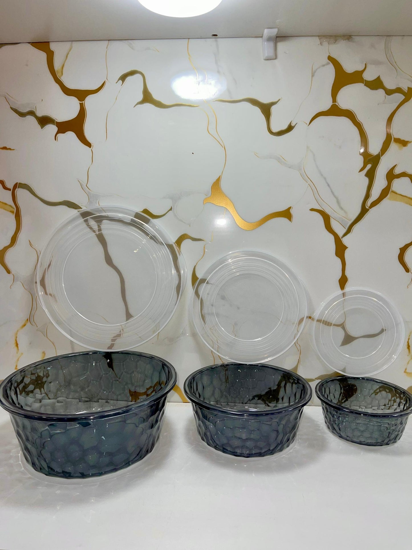 Bols acryliques 3 pièces avec couvercles