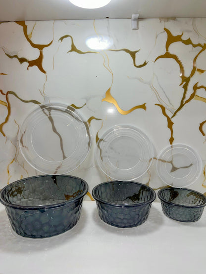 Bols acryliques 3 pièces avec couvercles