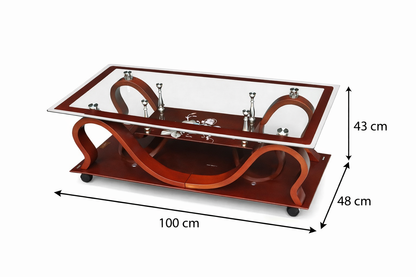 Table basse Élégance en verre et bois