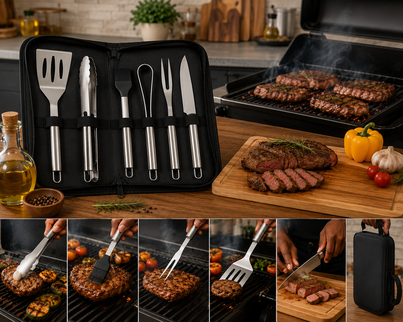 Ensemble d'ustensiles barbecue 6 pcs