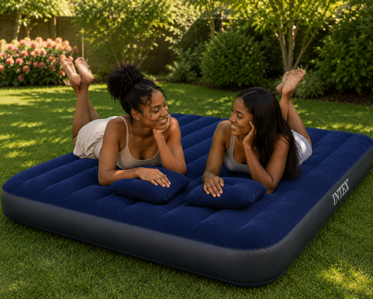 Matelas gonflable 2 places avec 2 oreillers et pompe manuelle