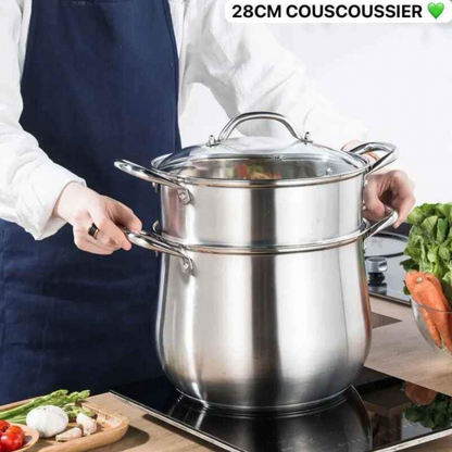 Couscousier en inox couverte en  verre