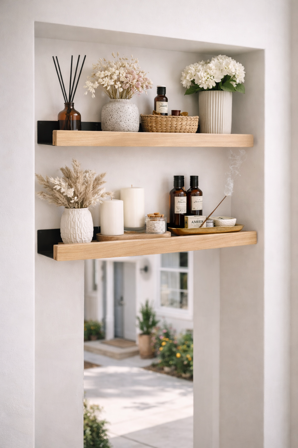 Étagère murale en bois et fer