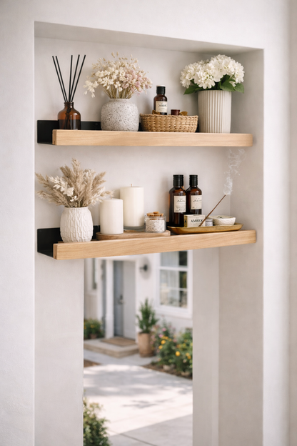 Étagère murale en bois et fer