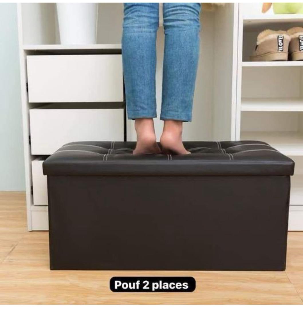 Pouf de rangement de 2 places