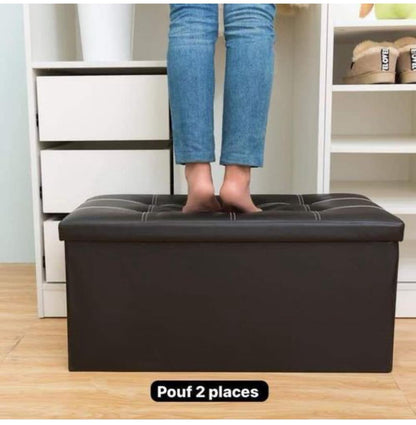 Pouf de rangement de 2 places