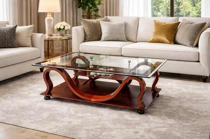 Table basse Élégance en verre et bois