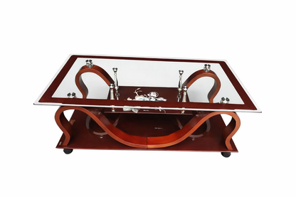 Table basse Élégance en verre et bois