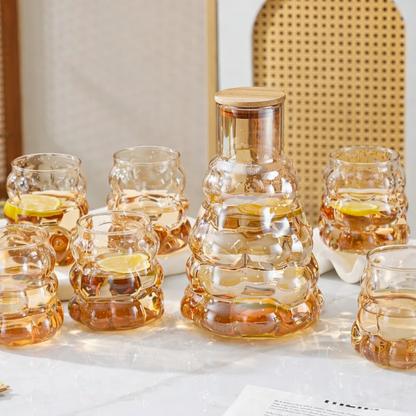 Ensemble carafe en verre 7 pièces – 1 L avec 6 verres assortis