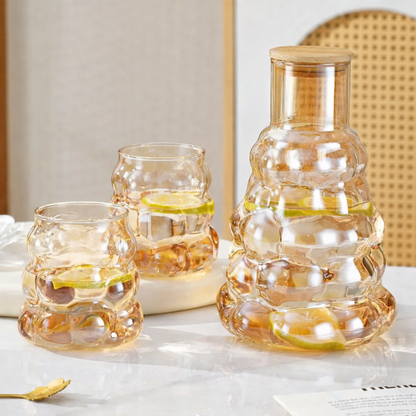Ensemble carafe en verre 7 pièces – 1 L avec 6 verres assortis