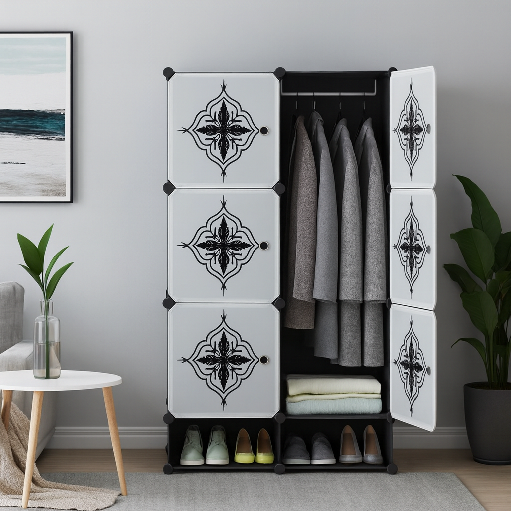 Armoire 2 battants plastique plus rangement chaussures