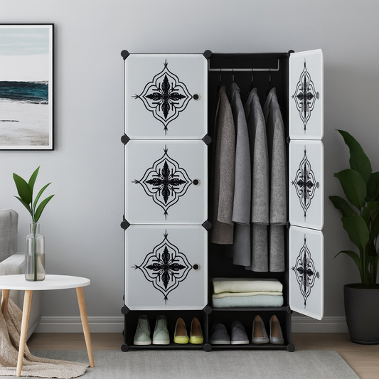 Armoire 2 battants plastique plus rangement chaussures