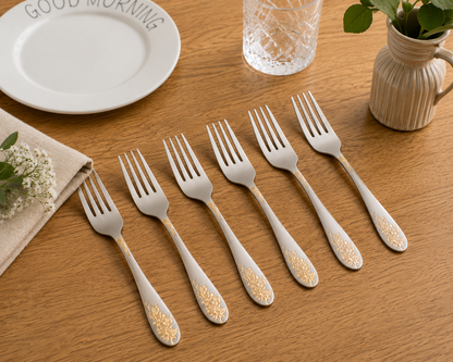 Fourchettes inox dorées – Lot de 6 pièces
